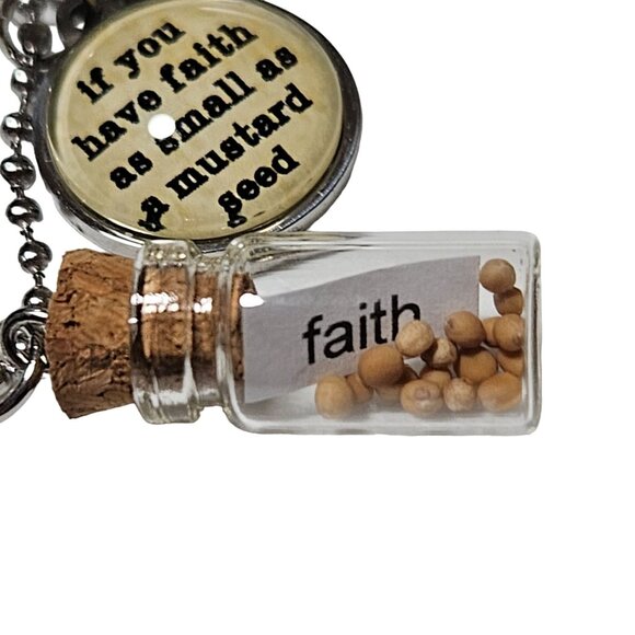 Faith Necklace Inspirational Charms Mustard Seed Vial Religious Fashion Jewelry - Picture 5 of 8